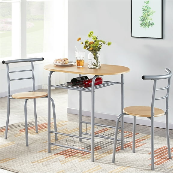 Alden Design 3 Pieces Modern Dining Set with Round Table and 2 Chairs, Multiple Colors