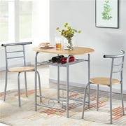 Alden Design 3 Pieces Modern Dining Set with Round Table and 2 Chairs, Multiple Colors