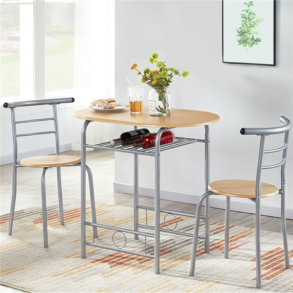 Alden Design 3 Pieces Modern Dining Set with Round Table and 2 Chairs, Multiple Colors