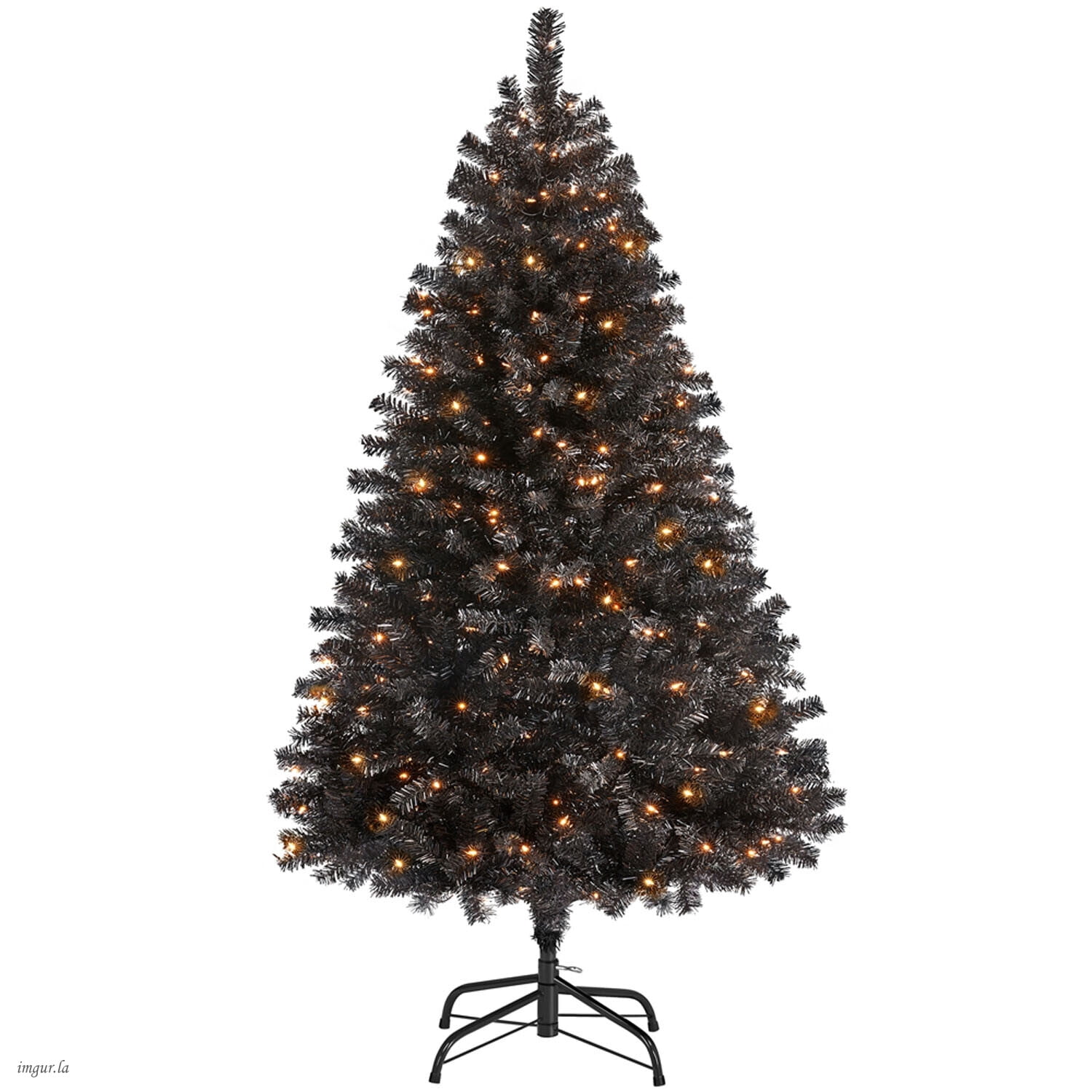 Alden Design 4.5FT Artificial Pre-lit Christmas Fir Tree with Foldable Stand,150 LED Warm Lights,Black
