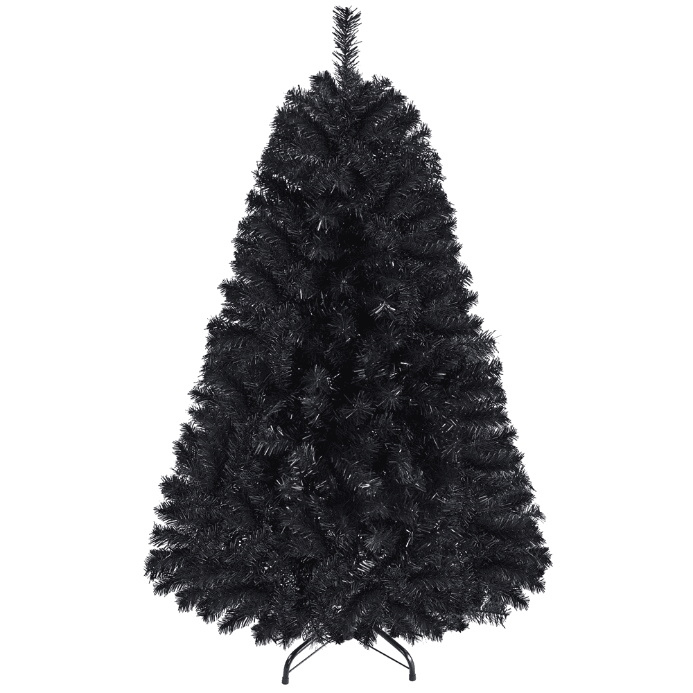 Alden Design 4.5FT Hinged Fir Artificial Christmas Tree with Foldable Stand, Black