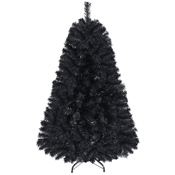Alden Design 4.5FT Hinged Fir Artificial Christmas Tree with Foldable Stand, Black
