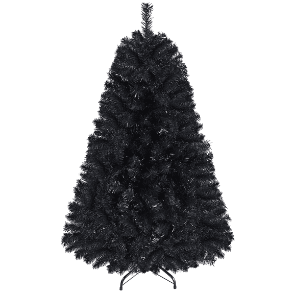 Alden Design 4.5FT Hinged Fir Artificial Christmas Tree with Foldable Stand, Black