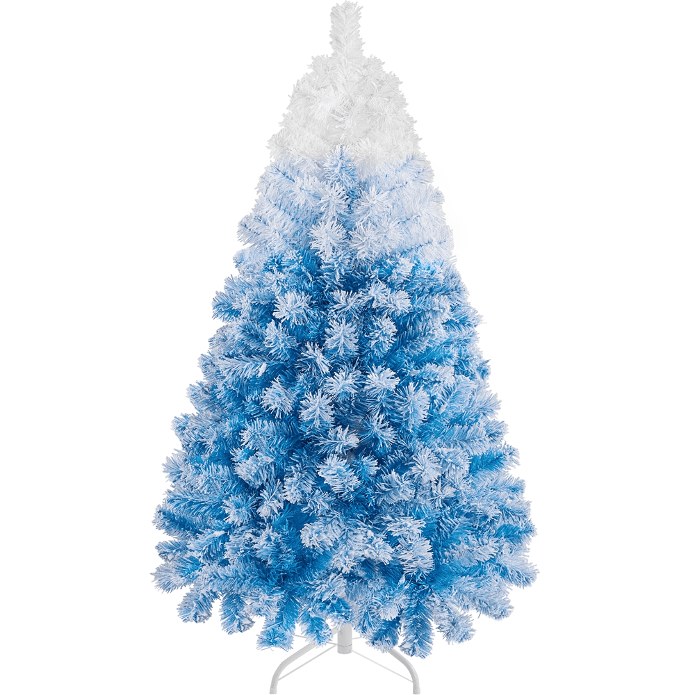 Alden Design 4.5ft Pre-lit Flocked Artificial Christmas Tree with Foldable Stand, Lake Blue Gradient