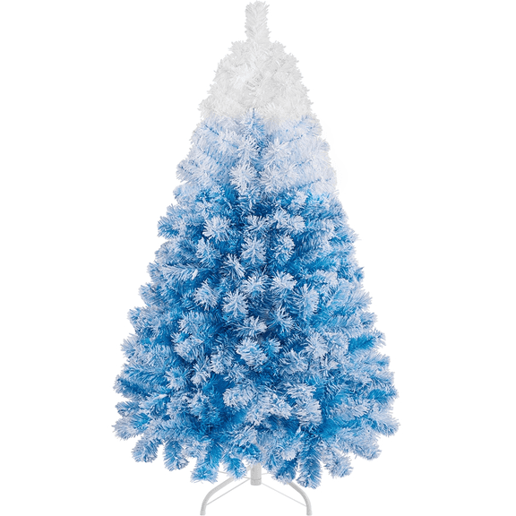 Alden Design 4.5ft Pre-lit Flocked Artificial Christmas Tree with Foldable Stand, Lake Blue Gradient