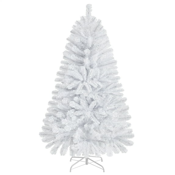 Alden Design 4.5ft Pre-lit Flocked Artificial Christmas Tree with Foldable Stand, White
