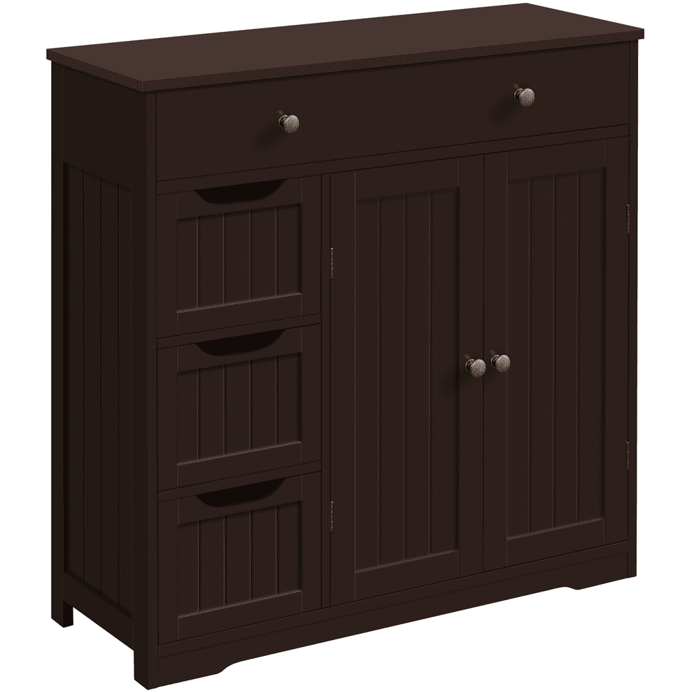 Alden Design 4 Drawers Modern Bathroom Floor Storage Cabinet for Home Kitchen Living Room, Espresso