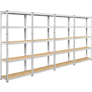 Alden Design 4 Pack 5-tier Boltless & Adjustable Steel Storage Shelf Unit, Silver