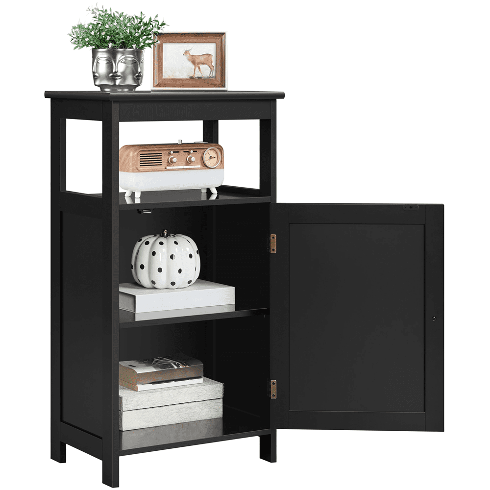 Alden Design 4-Tier Bathroom Floor Cabinet with Adjustable Shelf, Black