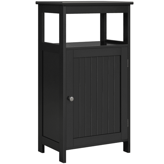 Alden Design 4-Tier Bathroom Floor Cabinet with Adjustable Shelf, Black