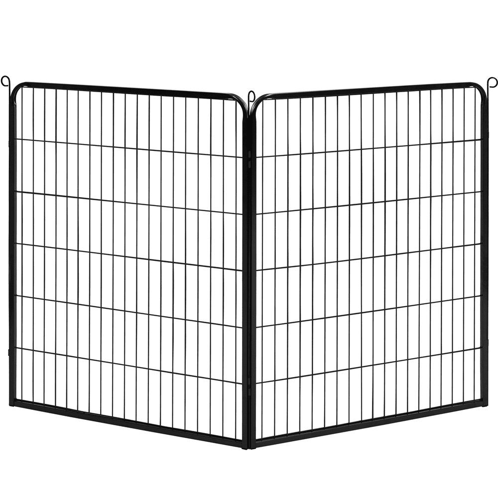 Alden Design 40"H Heavy Duty Black Iron Dog Playpen, 2 Panels