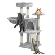 Alden Design 42H Multilevel Cat Tree Tower with Condo and Perches, Light Gray