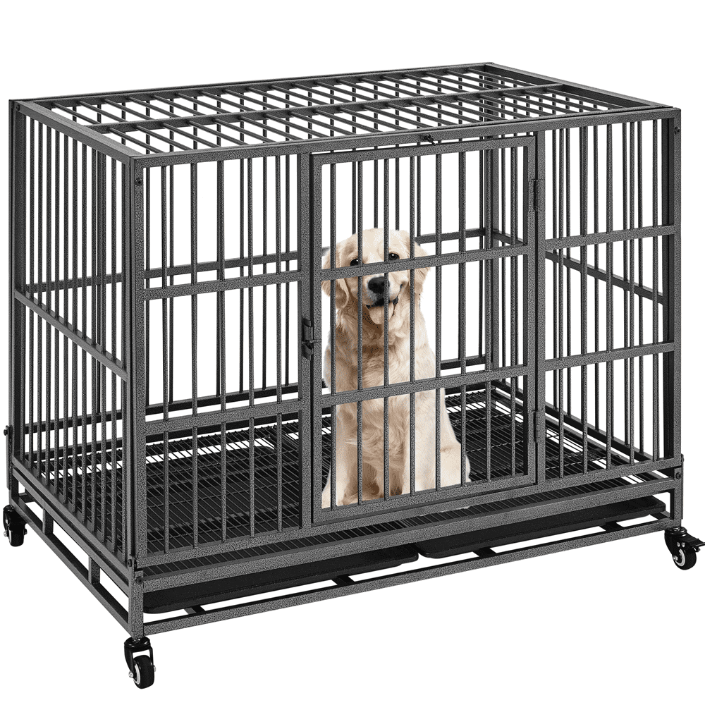 Free Shipping Alden Design 42 inch Indestructible Rolling Dog Crate with Open Top Design Black Walmart