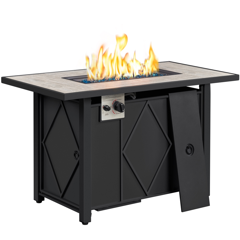 Alden Design 43″ Propane Fire Pit Table 50000 Btus With Ceramic Tabletop And Steel Base Black 7240