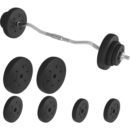 Alden Design 44 lb Barbell Weight Set with Plates and Star Locks, Black