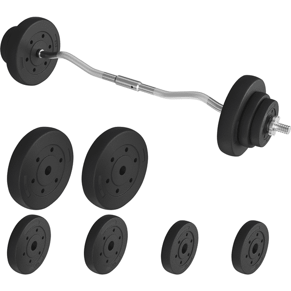 Alden Design 44 lb Barbell Weight Set with Plates and Star Locks, Black