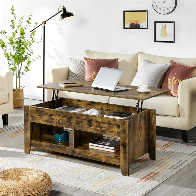 Rustic lift top coffee clearance table with storage