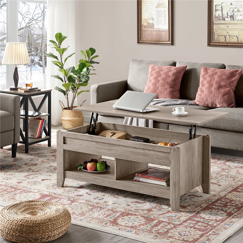 Alden Design 47.5" Lift Top Coffee Table with 2 Storage Compartments