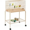 thumbnail image 1 of Alden Design 47" Metal Bird Cage with Slide-Out Tray and Rolling Stand, Almond, 1 of 9