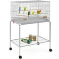 thumbnail image 1 of Alden Design 47" Metal Bird Cage with Slide-Out Tray and Rolling Stand, Light Gray, 1 of 7