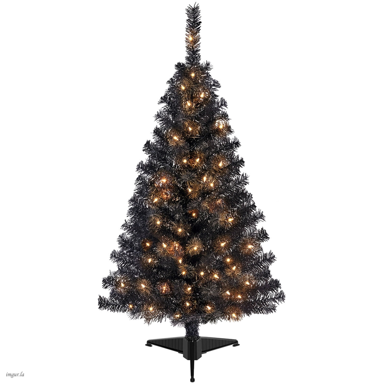 Alden Design 4FT Artificial Pre-lit Christmas Fir Tree with Foldable Stand,70 LED Warm Lights,Black
