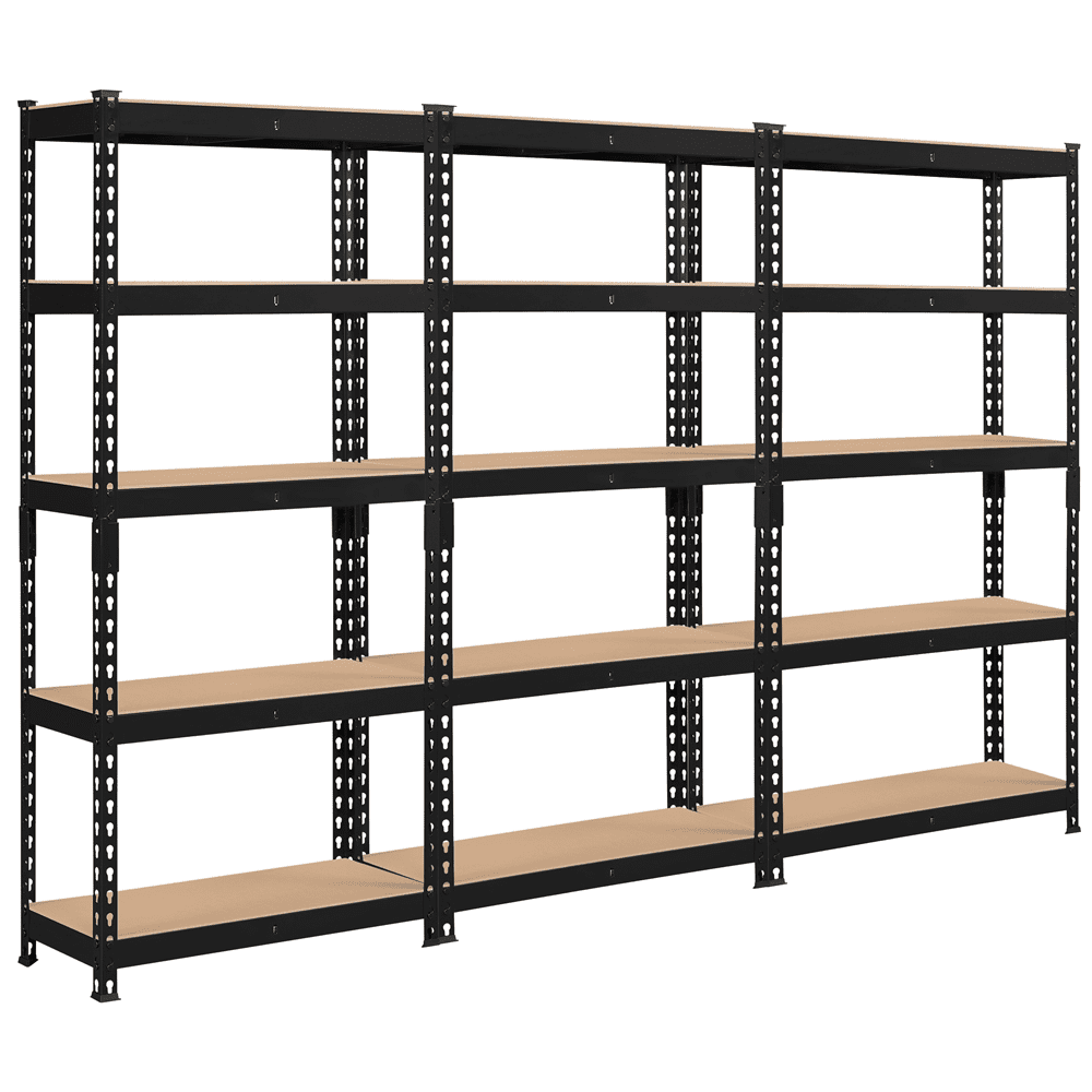 Alden Design 3 Pack 5 Shelf Boltless Adjustable Steel Storage Shelf Unit Black