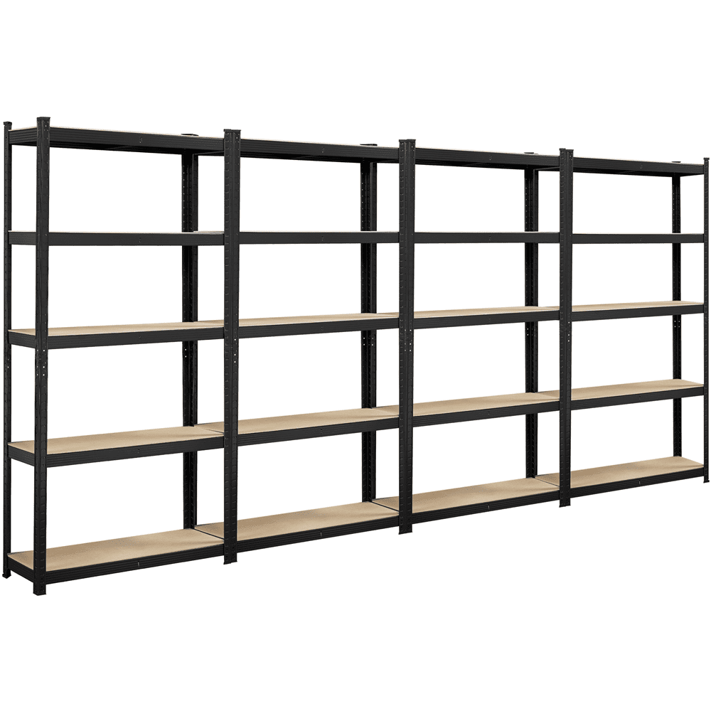 Alden Design 5-Shelf Boltless & Adjustable Steel Storage Shelf Unit, Black, 4 Pack