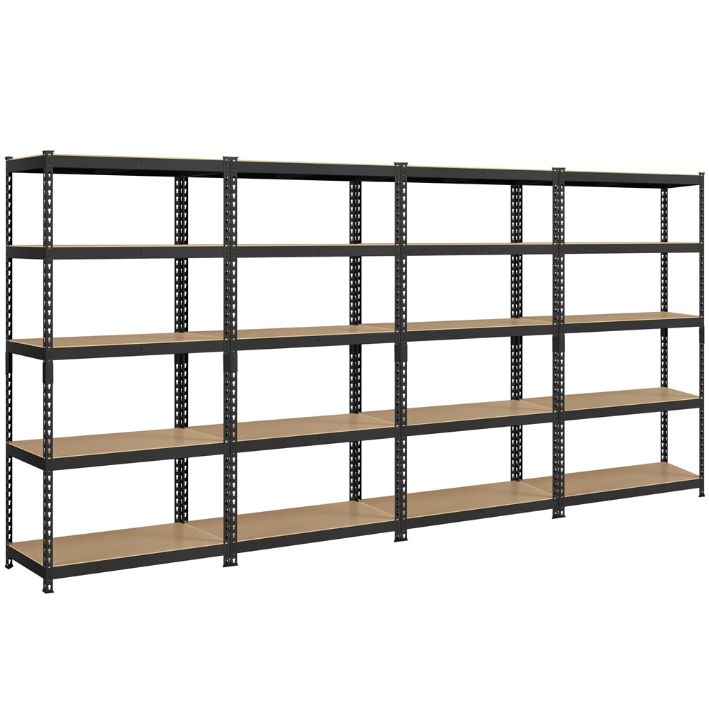Alden Design 5-Shelf Boltless & Adjustable Steel Storage Shelf Unit, Black, Holds up to 705 lb Per Shelf, 4 Pack