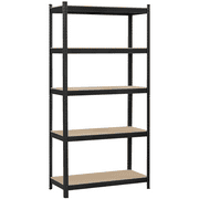 Alden Design 5-Tier Metal Boltless & Adjustable Storage Rack, Black