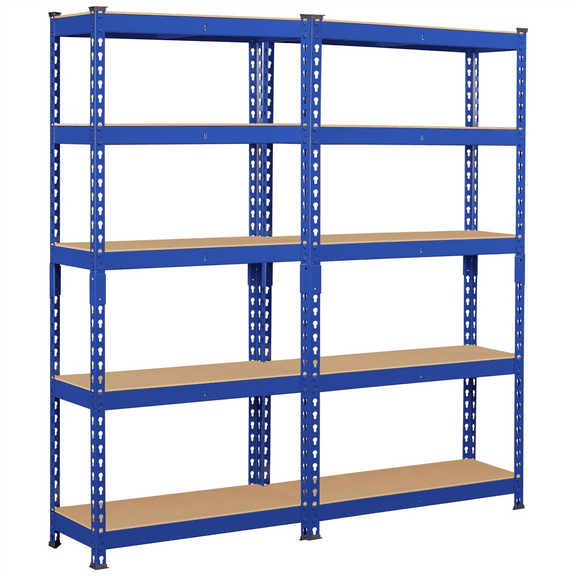 Alden Design 5-Shelf Boltless & Adjustable Steel Storage Shelf Unit, Blue, 2 Pack