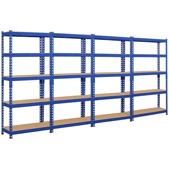 Alden Design 5-Shelf Boltless & Adjustable Steel Storage Shelf Unit, Blue, Holds up to 330 lb Per Shelf, 4 Pack