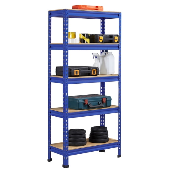 Alden Design 5-Shelf Boltless & Adjustable Steel Storage Shelf Unit, Blue, Holds up to 330 lb per Shelf