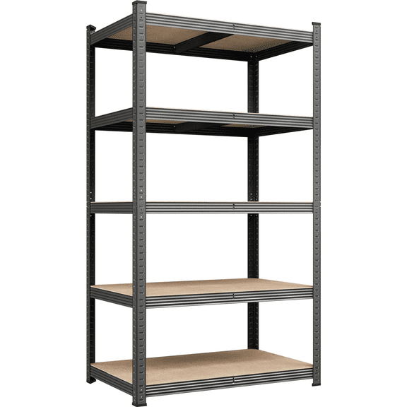 Alden Design 5-Shelf Boltless & Adjustable Steel Storage Shelf Unit, Dark Gray