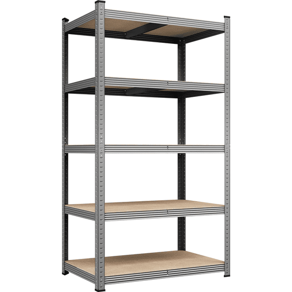 Alden Design 5-Shelf Boltless & Adjustable Steel Storage Shelf Unit, Light Gray