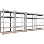 Alden Design 5-Shelf Boltless & Adjustable Steel Storage Shelf Unit, Silver, 4 Pack