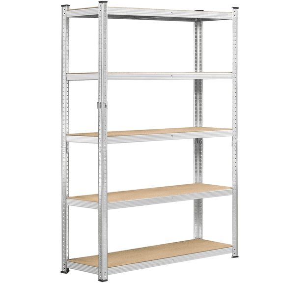 Alden Design 5-Shelf Boltless & Adjustable Steel Storage Shelf Unit, Silver