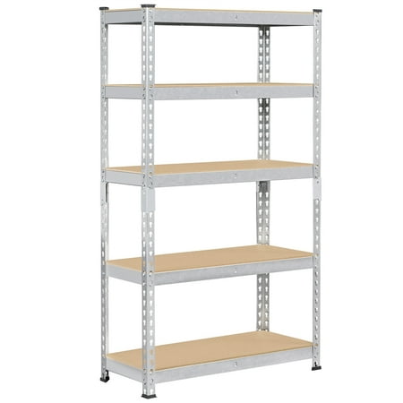 Alden Design 5-Shelf Boltless & Adjustable Steel Storage Shelf Unit, Silver, Holds up to 330 lb Per Shelf