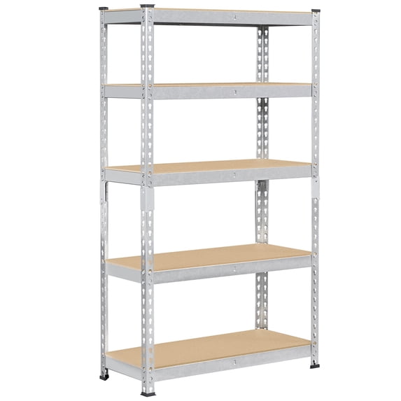 Alden Design 5-Shelf Boltless & Adjustable Steel Storage Shelf Unit, Silver, Holds up to 330 lb Per Shelf