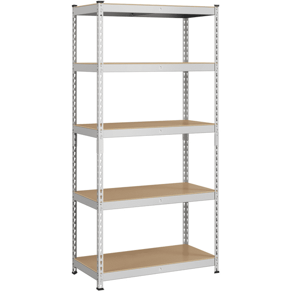 Alden Design 5-Shelf Boltless & Adjustable Steel Storage Shelf Unit, Silver, Holds up to 705 lb Per Shelf