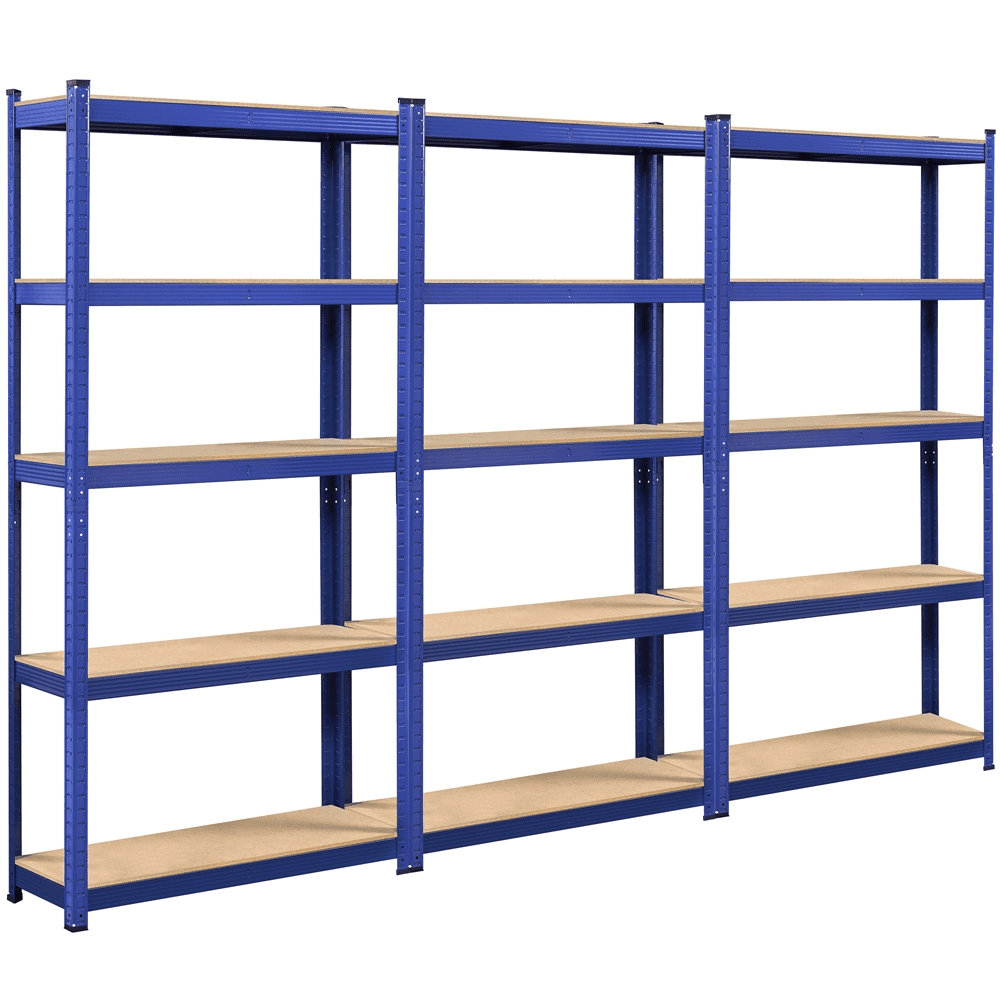 Alden Design 5-Tier Adjustable Steel Storage Shelf Unit, Blue, 3 Pack