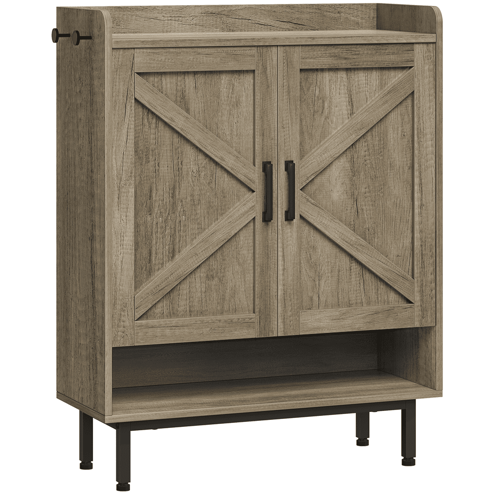Alden Design 5-Tier Country Style Shoe Cabinet with Barn Inspired Doors, Gray