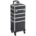 thumbnail image 1 of Alden Design 5-in-1 Aluminum Makeup Train Case with Wheels, Black, 1 of 7