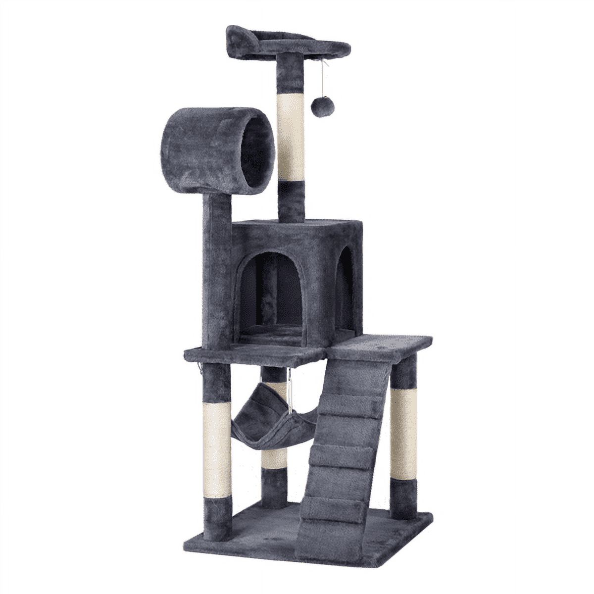 Alden Design 51" Cat Tree with Hammock and Scratching Post Tower, Dark Gray - image 1 of 17