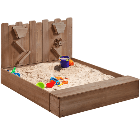 Alden Design 53" × 44.5" Wooden Sandbox with Funnel,Dark Brown