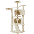 thumbnail image 1 of Alden Design 57.5" Double Condo Cat Tree with Scratching Post Tower, Beige, 1 of 10