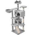 thumbnail image 1 of Alden Design 57" Double Condo Cat Tree with Scratching Post Tower, Light Gray, 1 of 10