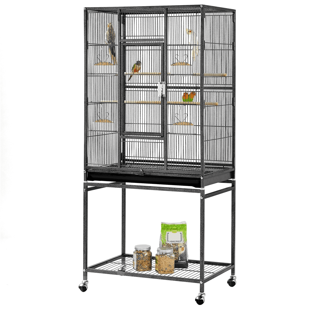 Alden Design 54"H Metal Pet Cage with Detachable Stand for Small Animal , Black