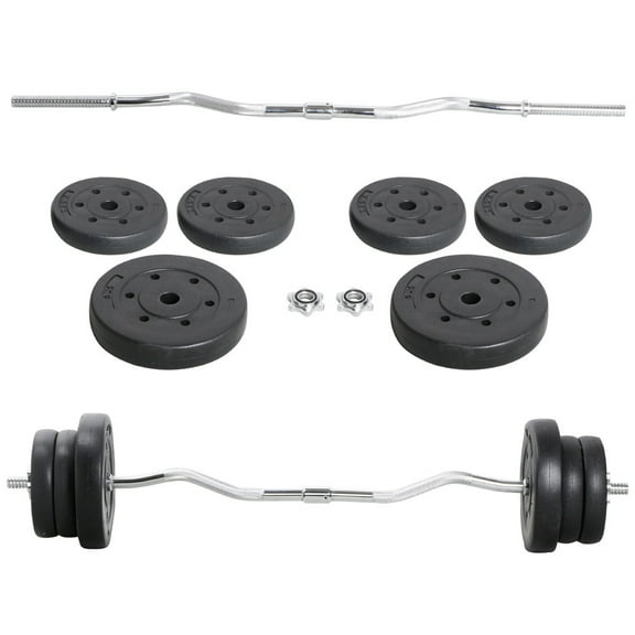 Alden Design 55 lbs. High Quality Barbell Dumbbell Weight Lifting Set, Black