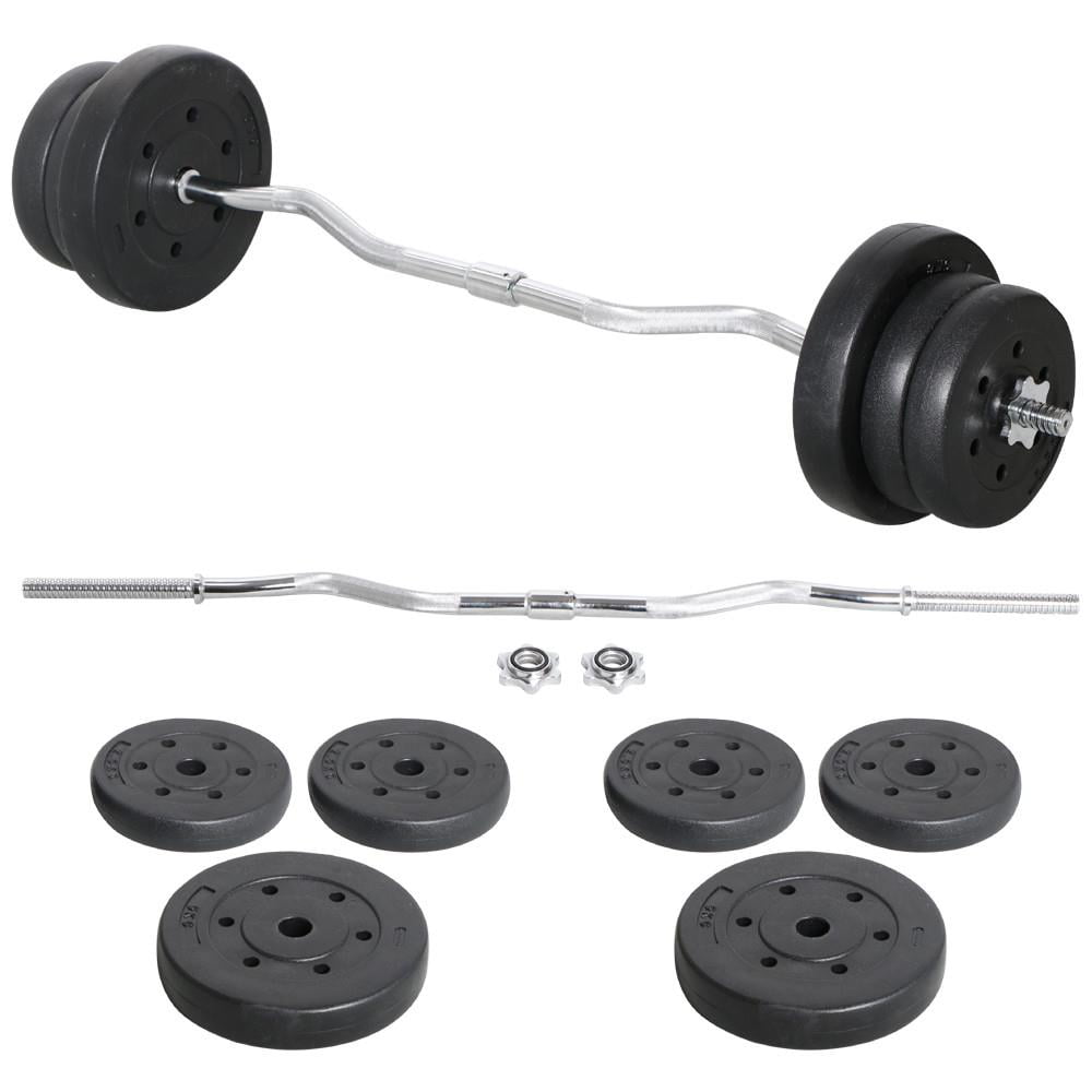 Alden Design 55 lb Barbell Dumbbell Weightlifting Set Lifting Exercise Curl Bar for Home/Gym