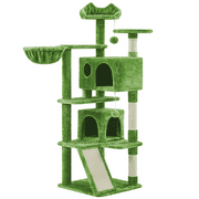 Alden Design 57 Height Multilevel Cat Tree with 2 Condos for Kittens/Small Cats, Green